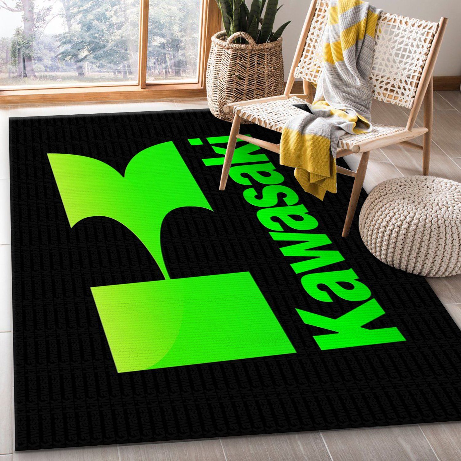 Kawasaki Hd Logo Rug For Christmas Living Room Home Decor - Travels in Translation