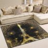 Shiny Paris Eiffel Tower France Area Rug for Living Room Bedroom