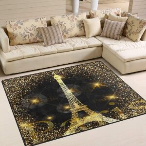 Shiny Paris Eiffel Tower France Area Rug for Living Room Bedroom