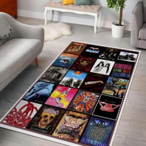 Aerosmith Albums Living Room Music Band Area Rugs