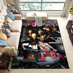Aerosmith American Rock Band Steven Tyler Singing Vintage Living Room Area Rug Carpet