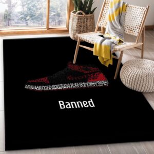 Air Jordan Banned Area Rug Living Room Rug Family Gift US Decor