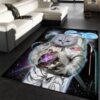 Astronaut Cat Explore Moon Area Rug Carpet Bedroom Family Gift US Decor