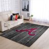 Atlanta Braves Mlb Team Logo Grey Wooden Style Style Nice Gift Home Decor Rectangle Area Rug