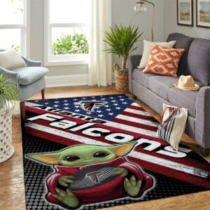 Atlanta Falcons Nfl Team Logo Baby Yoda Us Style Nice Gift Home Decor Rectangle Area Rug