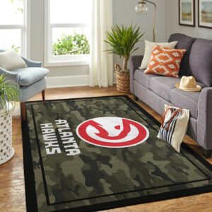 Atlanta Hawks Nba Team Logo Camo Style Nice Gift Home Decor Rectangle Area Rug