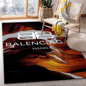 Balenciaga Ft Louis Vuitton Fashion Brand Rectangle Rug Living Room Rug