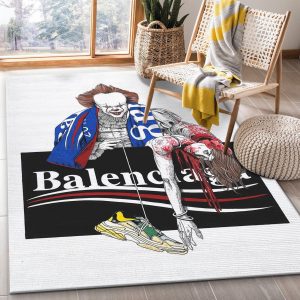 Balenciaga Ft Louis Vuitton Fashion Brand Rectangle Rug Living Room Rug