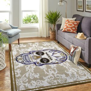 Baltimore Ravens Nfl Team Logo Skull Flower Style Nice Gift Home Decor Rectangle Area Rug
