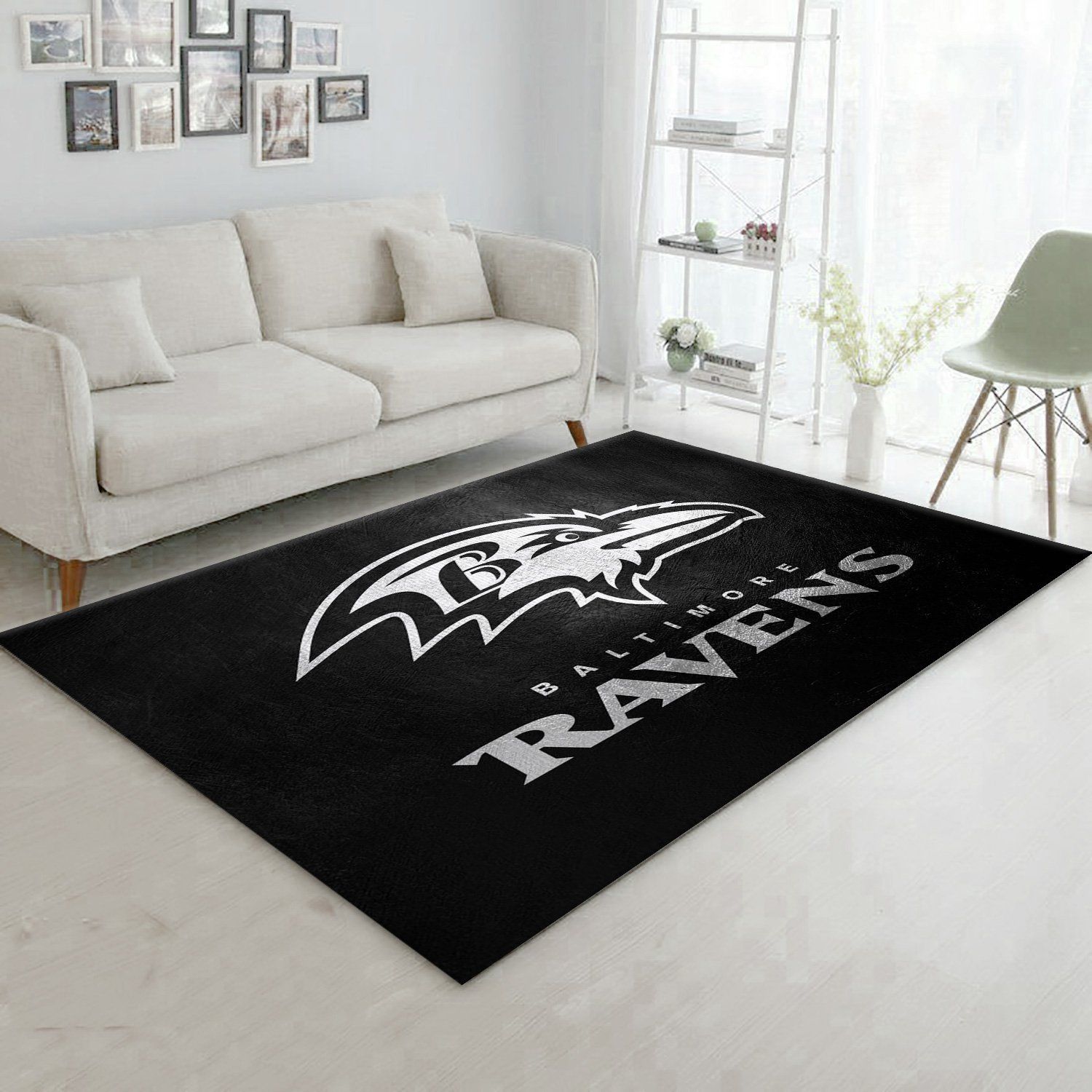 Baltimore Ravens Silver NFL Area Rug For Christmas