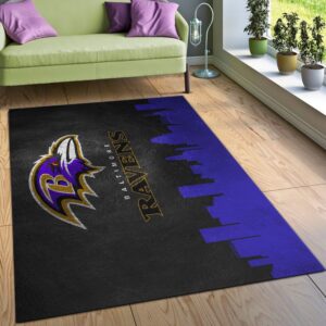 Baltimore Ravens Skyline NFL Area Rug Carpet