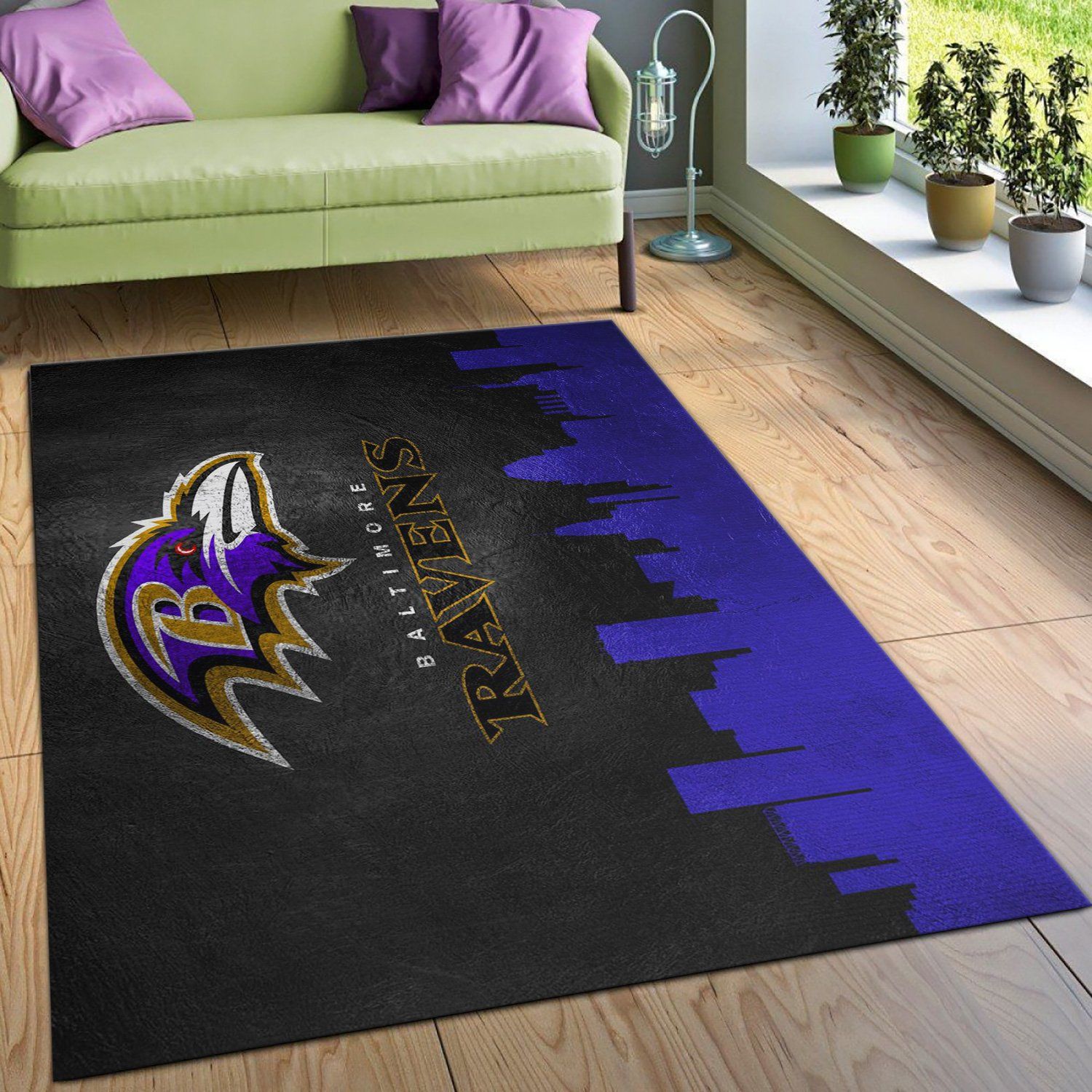 Baltimore Ravens Skyline NFL Area Rug Carpet