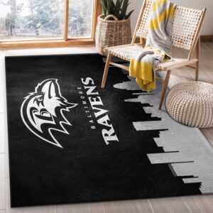 Baltimore Ravens Skyline NFL Area Rug Carpet