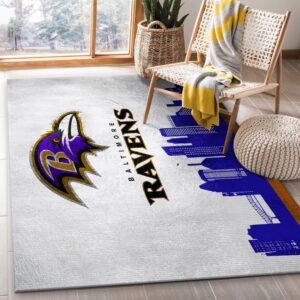Baltimore Ravens Skyline NFL Area Rug For Christmas