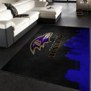 Baltimore Ravens Skyline NFL Team Logos Area Rug