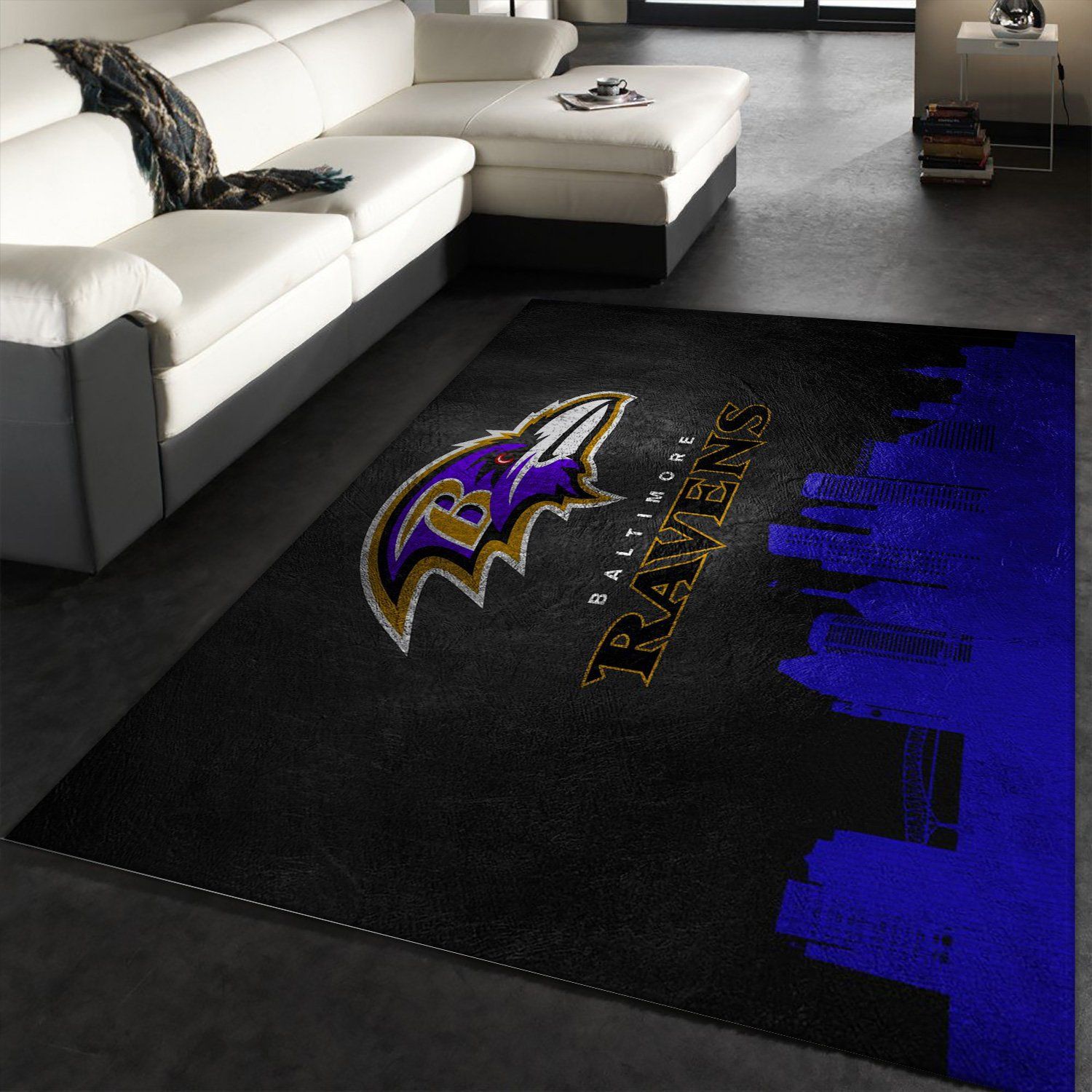 Baltimore Ravens Skyline NFL Team Logos Area Rug