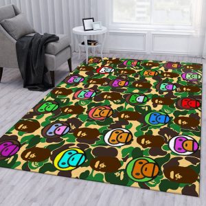 Bearbrick Bape Shark Camo Area Rugs Bedroom Rug Christmas Gift US