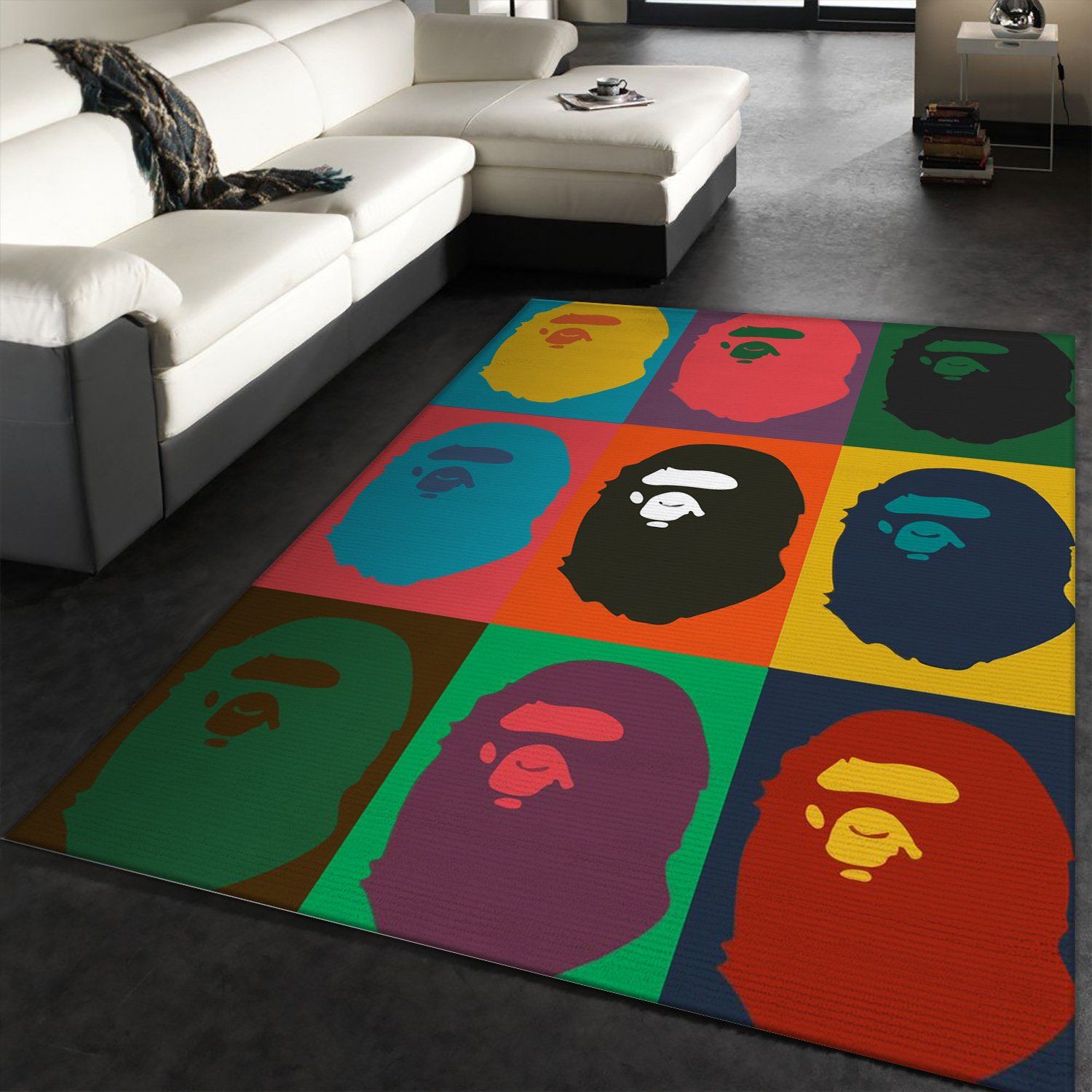 Japanese Fashion bape Series pattern carpet animation trend Ape head rug  Children's room or Large area yoga mat in living room