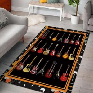 Beatles Guitar Collection Living Room Area Rug