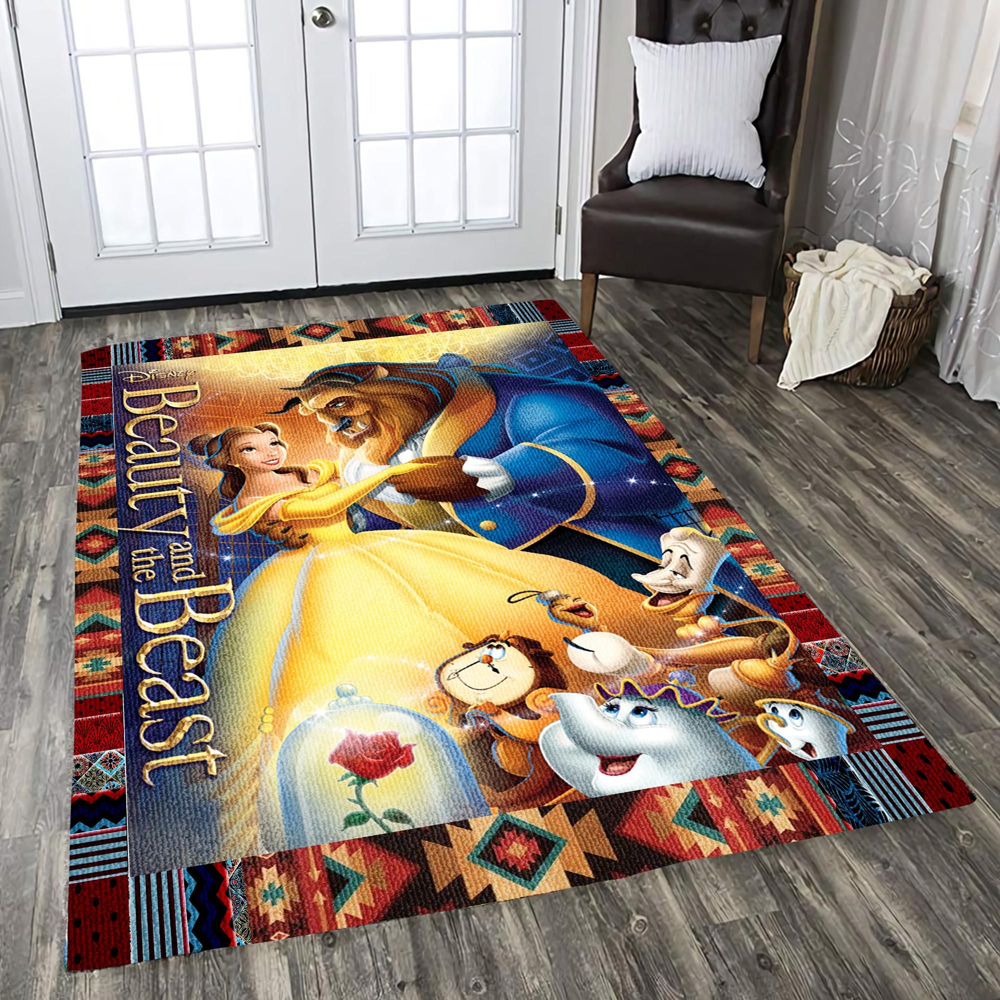 Beauty And The Beast All Characters Rose Belle Disney Princess Living Room Area Rug Carpet Kitchen Rug Us Gift Decor Travels In Translation