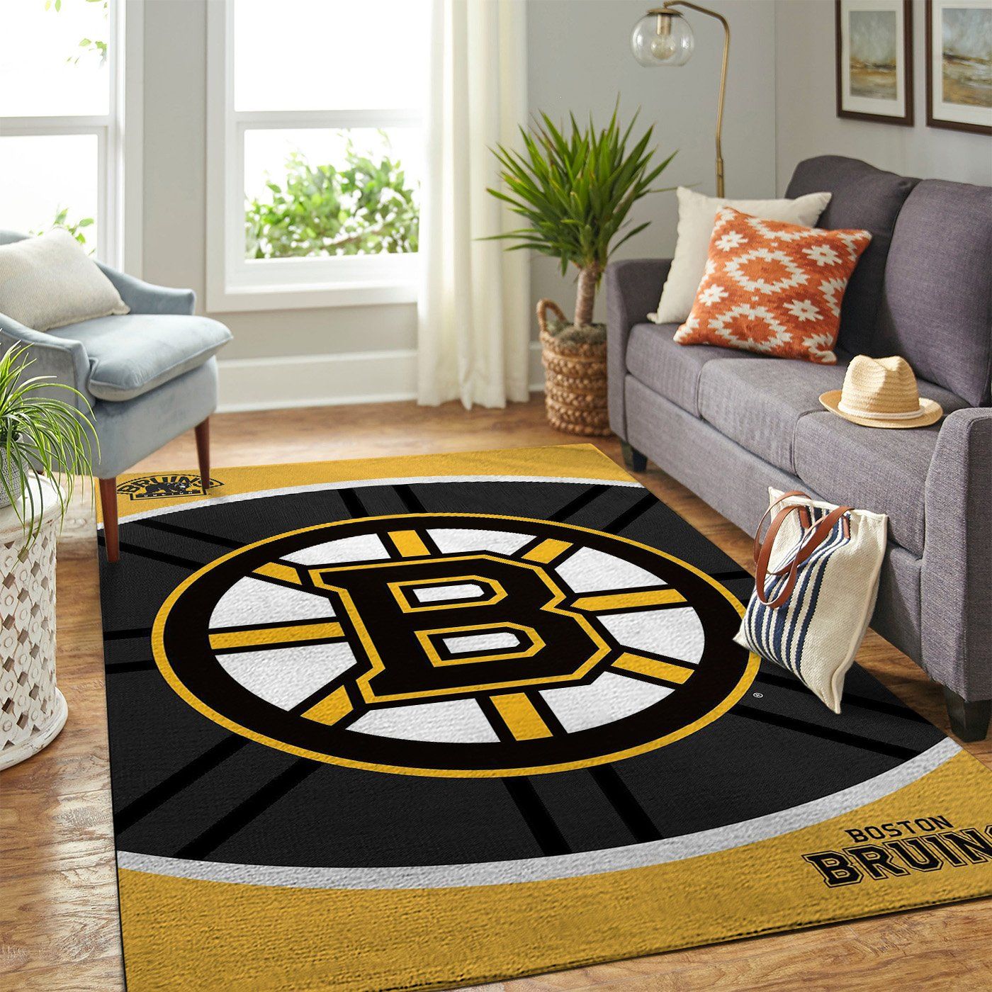 Boston Bruins Nhl Team Logo Style Nice Gift Home Decor Rectangle Area Rug
