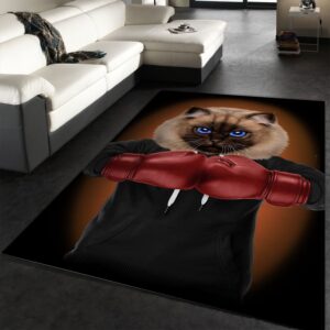 Boxer Cat Boxing Champion Area Rug For Christmas Kitchen Rug Floor Decor Home Decor
