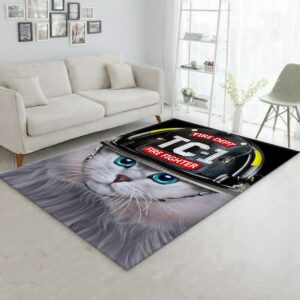 Brave Firefighter Cat Area Rug For Christmas Living Room Rug Home US Decor