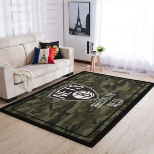 Brooklyn Nets Nba Team Logo Camo Style Nice Gift Home Decor Rectangle Area Rug