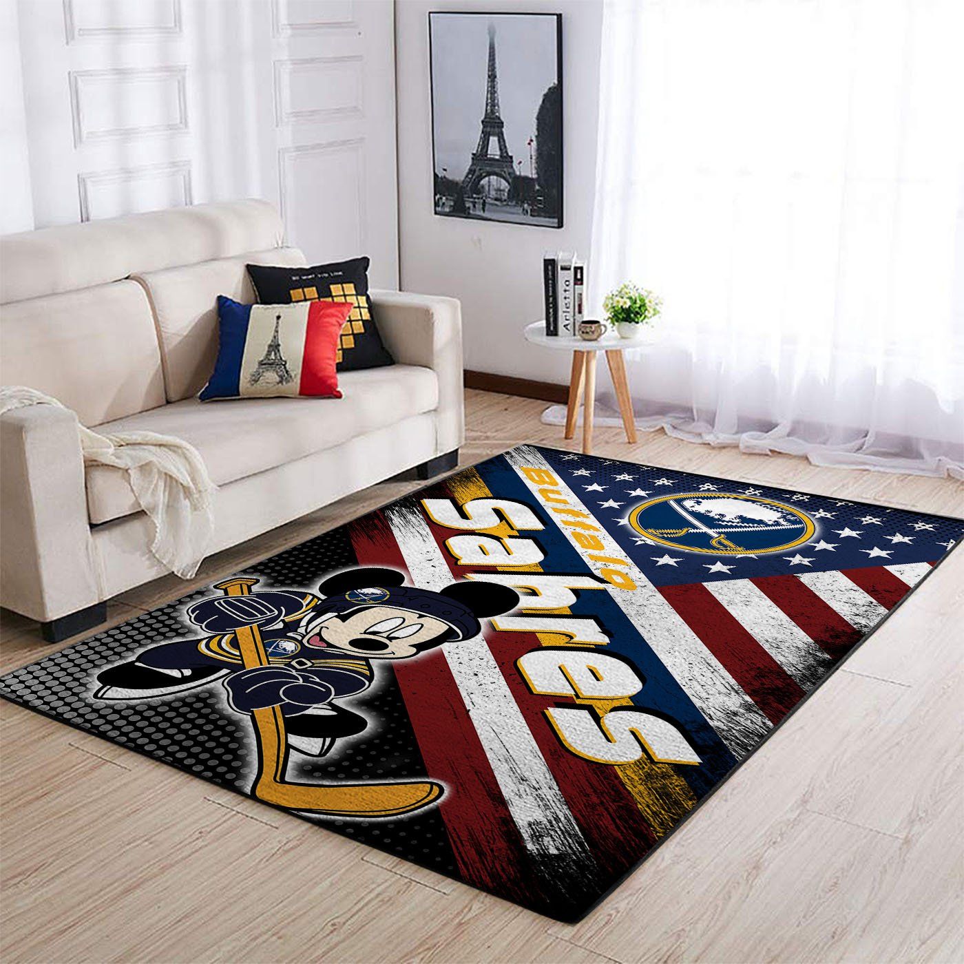 Buffalo Sabres Nhl Team Logo Mickey Us Style Nice Gift Home Decor Rectangle Area Rug