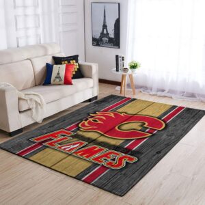Calgary Flames Nhl Team Logo Style Nice Gift Home Decor Rectangle Area Rug