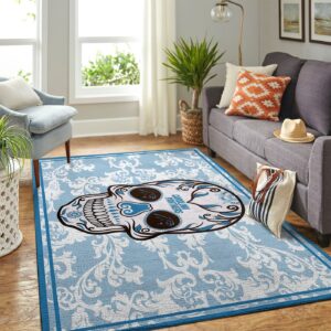 Carolina Panthers Nfl Team Logo Skull Flower Style Nice Gift Home Decor Rectangle Area Rug
