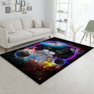 Cat In Galaxy Space Cosmos Area Rug Carpet Living Room Rug Floor Decor Home Decor