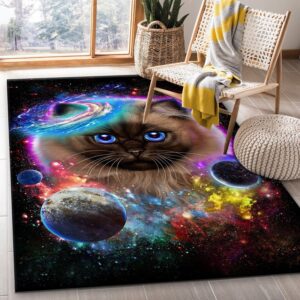 Cat In Galaxy Space Cosmos Area Rug For Christmas Living Room Rug Floor Decor Home Decor