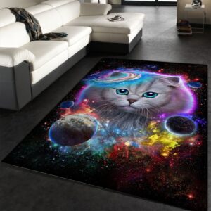 Cat In Galaxy Space Cosmos Area Rug For Christmas Living room and bedroom Rug Floor Decor Home Decor