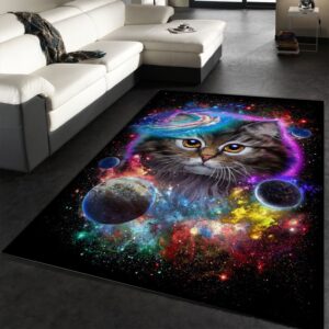 Cat In Galaxy Space Cosmos Area Rug Kitchen Rug US Gift Decor