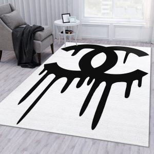 Chanel Logo Black Luxury Area Rug For Living Room Hot 2023 Home Decor Rug  Carpet - Binteez