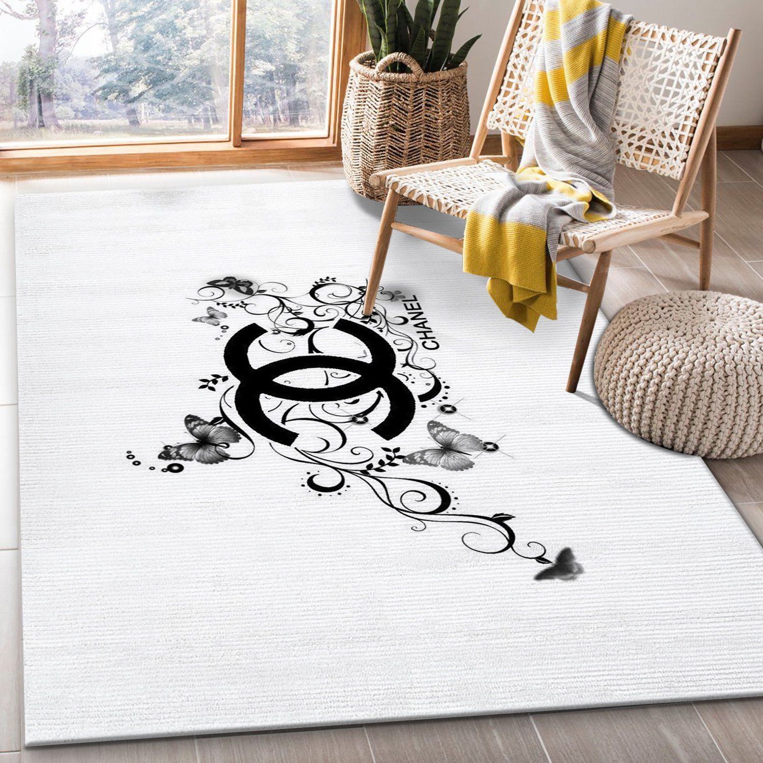 Chanel Area Rug Living Room Rug Christmas Gift US Decor