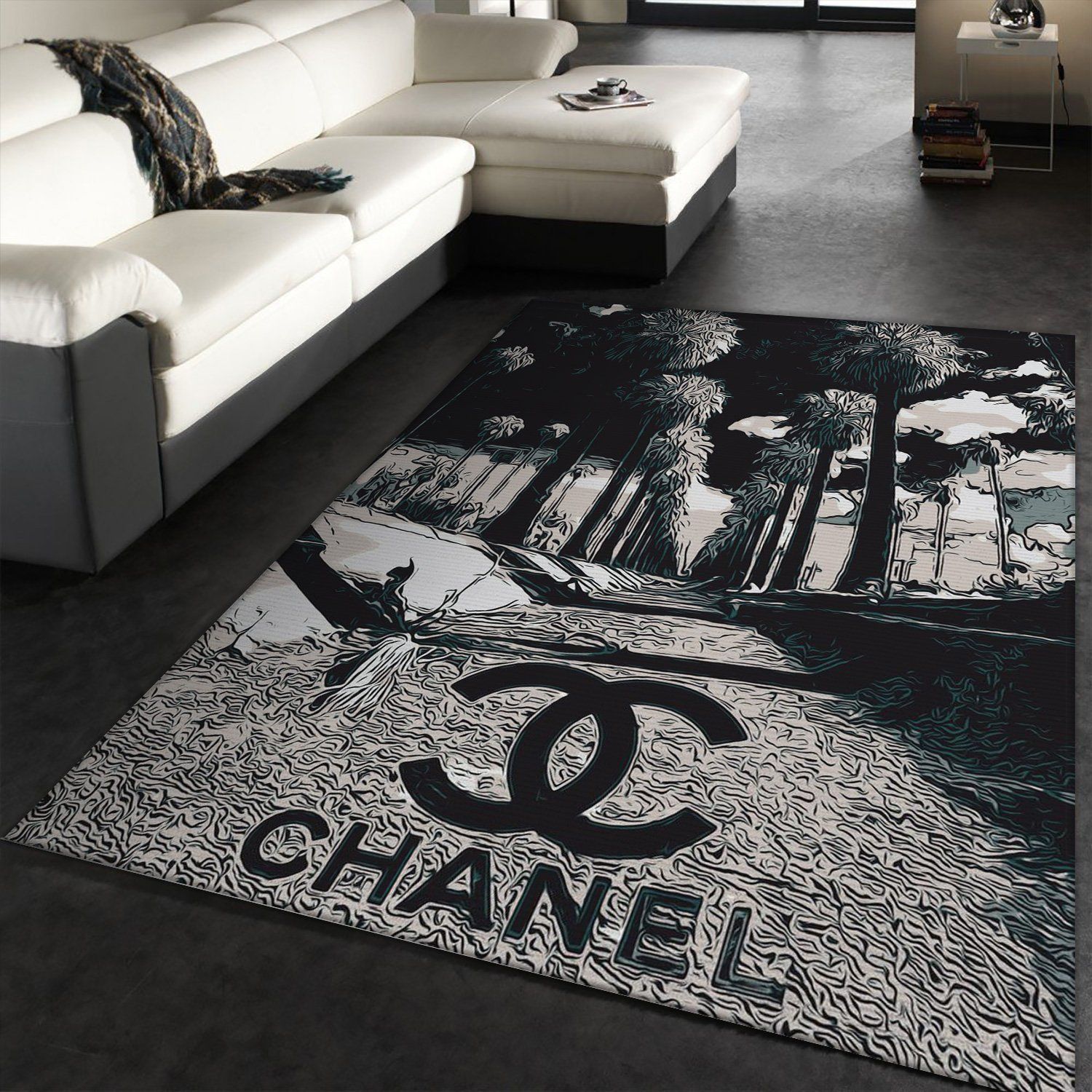 Designer Brand Coco Chanel Black And White Area Rug  カーペット 可愛い, シャネル, シャネル  ノベルティ