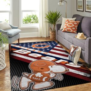Chicago Bears Nfl Team Logo Snoopy Us Style Nice Gift Home Decor Rectangle Area Rug