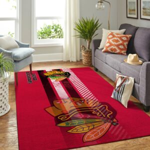 Chicago Blackhawks Nhl Team Logo Nice Gift Home Decor Rectangle Area Rug