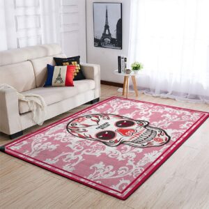 Chicago Bulls Nba Team Logo Skull Flower Style Nice Gift Home Decor Rectangle Area Rug