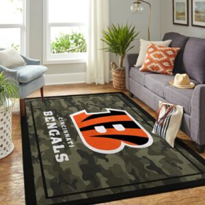 Cincinnati Bengals Nfl Team Logo Camo Style Nice Gift Home Decor Rectangle Area Rug