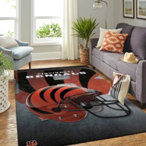 Cincinnati Bengals Nfl Team Logo Helmet Style Nice Gift Home Decor Rectangle Area Rug