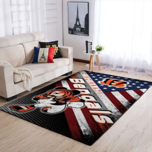 Cincinnati Bengals Nfl Team Logo Mickey Us Style Nice Gift Home Decor Area Rug Rugs For Living Room