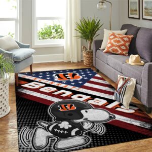Cincinnati Bengals Nfl Team Logo Snoopy Us Style Nice Gift Home Decor Rectangle Area Rug