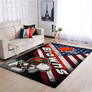 Cleveland Browns Nfl Team Logo Snoopy Us Style Nice Gift Home Decor Rectangle Area Rug