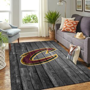 Cleveland Cavaliers Nba Team Logo Grey Wooden Style Nice Gift Home Decor Rectangle Area Rug
