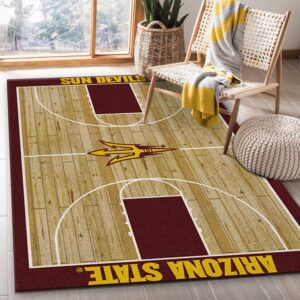 College Home Court Arizona State Basketball Team Logo Area Rug