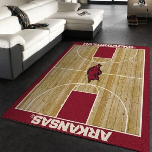College Home Court Arkansas Basketball Team Logo Area Rug