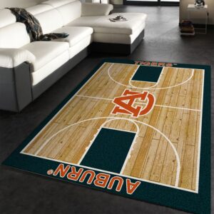 College Home Court Auburn Basketball Team Logo Area Rug